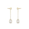 Thumbnail Image 1 of Cubic Zirconia Bezel Pear Dangle Chain Earrings in 10K Solid Gold