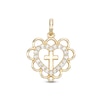Thumbnail Image 0 of Cubic Zirconia Cross Open Heart Necklace Charm in 10K Gold