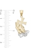 Thumbnail Image 2 of Praying Hands Cross Two-Tone Necklace Charm in 10K Gold