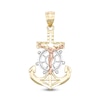 Thumbnail Image 0 of Crucifix Anchor Tri-Tone Necklace Charm in 10K Gold