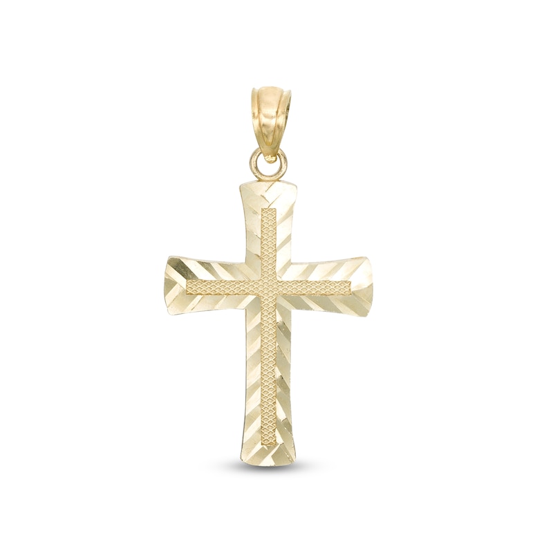 Diamond-Cut Chevron Cross Necklace Charm in 10K Gold | Banter