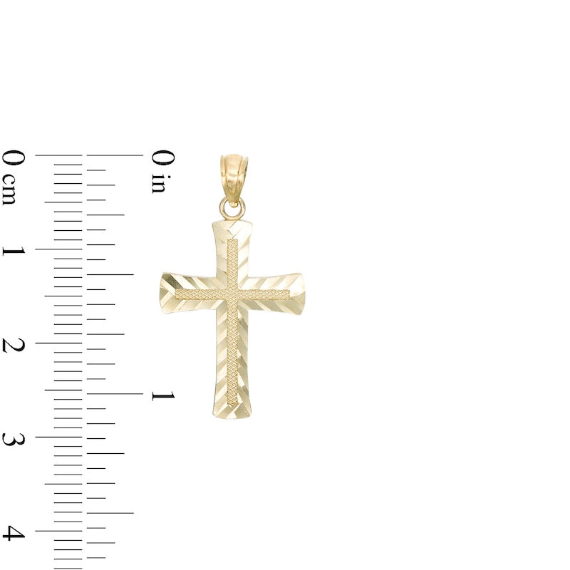 Main Image 2 of Diamond-Cut Chevron Cross Necklace Charm in 10K Gold