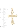 Thumbnail Image 1 of Nugget Texture Flare Cross Necklace Charm in 10K Gold