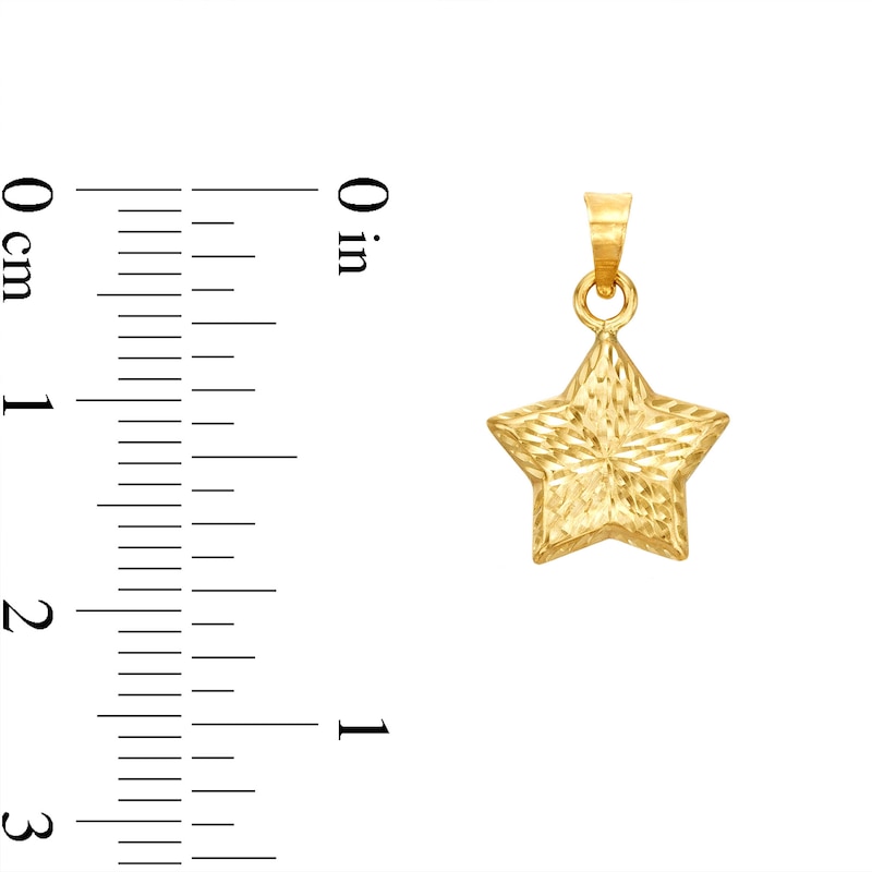 Diamond-Cut Disco Puff Star Necklace Charm in 10K Hollow Gold