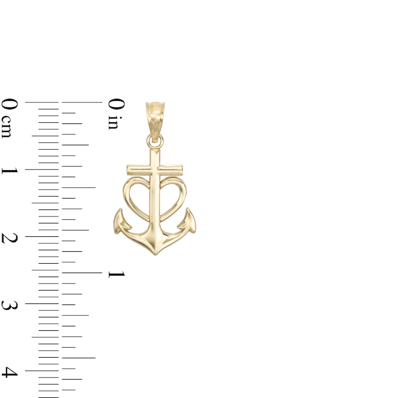 Main Image 2 of Anchor Heart Necklace Charm in 10K Gold