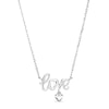 Thumbnail Image 1 of Small Cursive Love with Heart Dangle Pendant Necklace in Sterling Silver