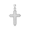 Thumbnail Image 0 of Cubic Zirconia Pavé Bold Triple Row Cross Necklace Charm in Sterling Silver