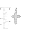 Thumbnail Image 1 of Cubic Zirconia Pavé Bold Triple Row Cross Necklace Charm in Sterling Silver