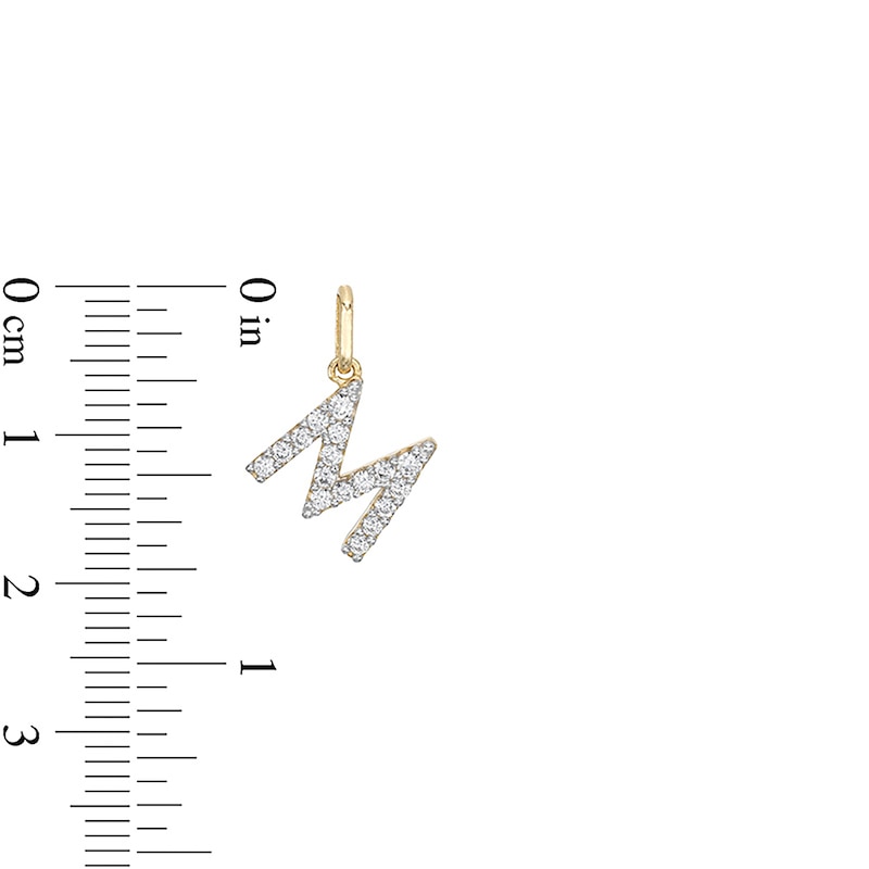 Main Image 3 of Cubic Zirconia Small Pavé M Initial Necklace Charm in 10K Gold