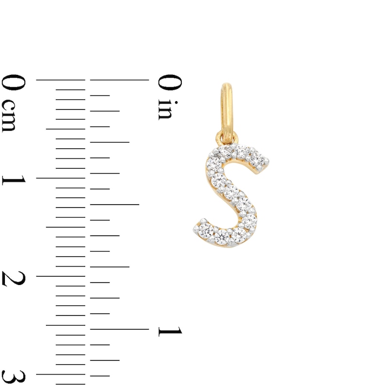 Main Image 2 of Cubic Zirconia Small Pavé S Initial Necklace Charm in 10K Gold