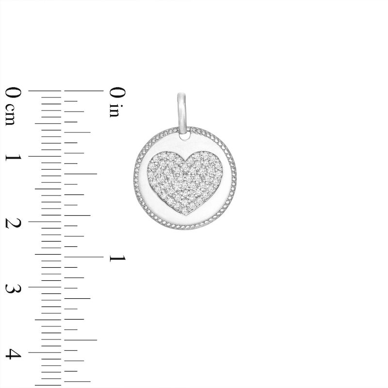 Main Image 2 of Cubic Zirconia Pavé Heart Medallion Necklace Charm in Sterling Silver