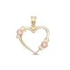 Thumbnail Image 1 of Cubic Zirconia Rosebud Open Heart Two-Tone Necklace Charm in 10K Gold