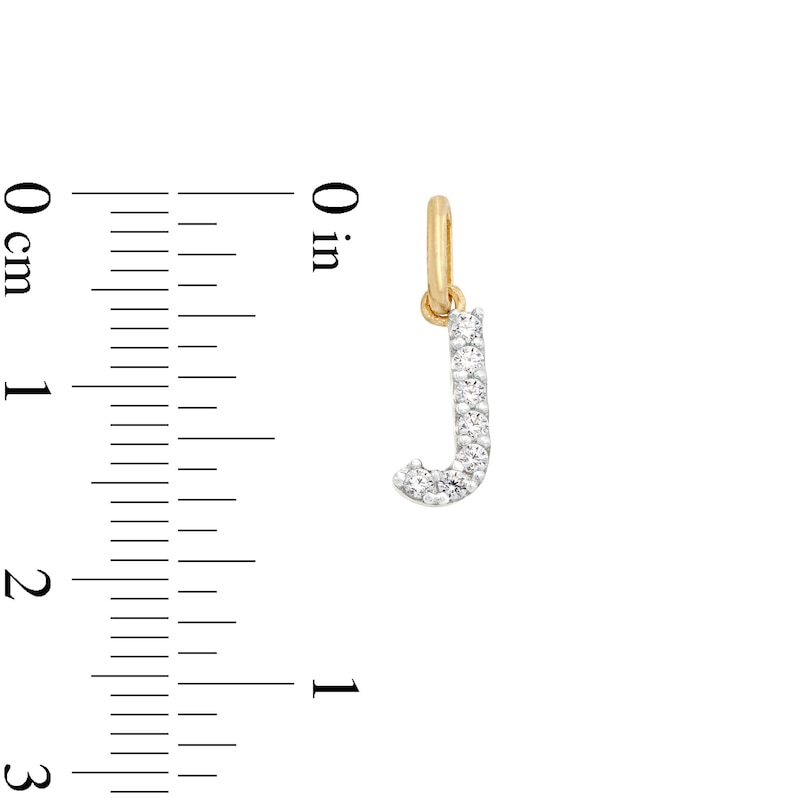 Main Image 2 of Cubic Zirconia Small Pavé J Initial Necklace Charm in 10K Gold