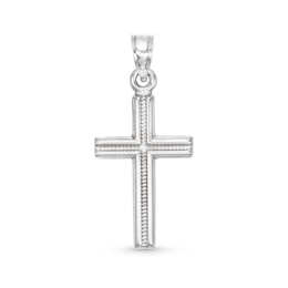 Small Milgrain Cross Necklace Charm in Sterling Silver