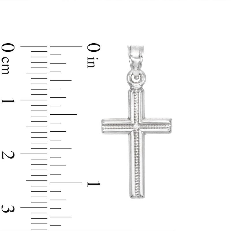 Main Image 2 of Small Milgrain Cross Necklace Charm in Sterling Silver