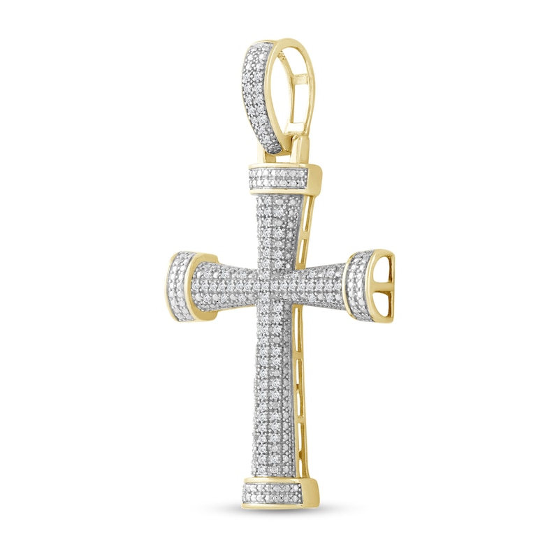 Main Image 3 of 1/4 CT. T.W. Diamond Pavé Bold Cross Necklace Charm in Sterling Silver with 14K Gold Plate