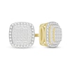 Thumbnail Image 1 of 1/6 CT. T.W. Diamond Double Halo Stud Earrings in Sterling Silver with 14K Gold Plate