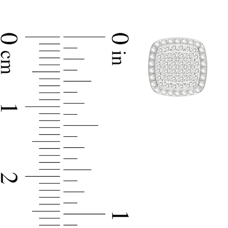 Main Image 2 of 1/6 CT. T.W. Diamond Double Halo Stud Earrings in Sterling Silver with 14K Gold Plate