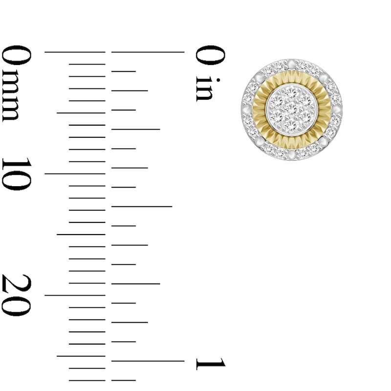 Main Image 2 of 1/6 CT. T.W. Diamond Raised Round Stud Earrings in Sterling Silver with 14K Gold Plate