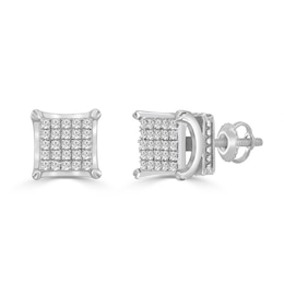 1/6 CT. T.W. Diamond Square Crown Stud Earrings in Sterling Silver