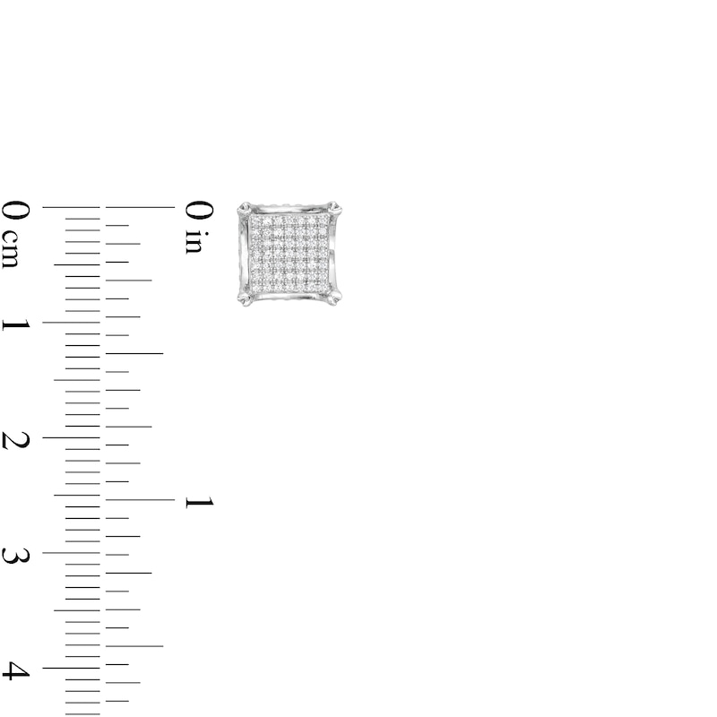 Main Image 2 of 1/6 CT. T.W. Diamond Square Crown Stud Earrings in Sterling Silver