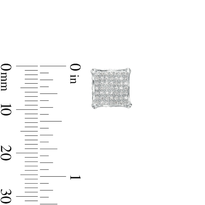 Main Image 2 of 1/4 CT. T.W. Diamond Square Earrings in Sterling Silver