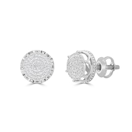 1/3 CT. T.W. Diamond Crown Cluster Stud Earrings in Sterling Silver