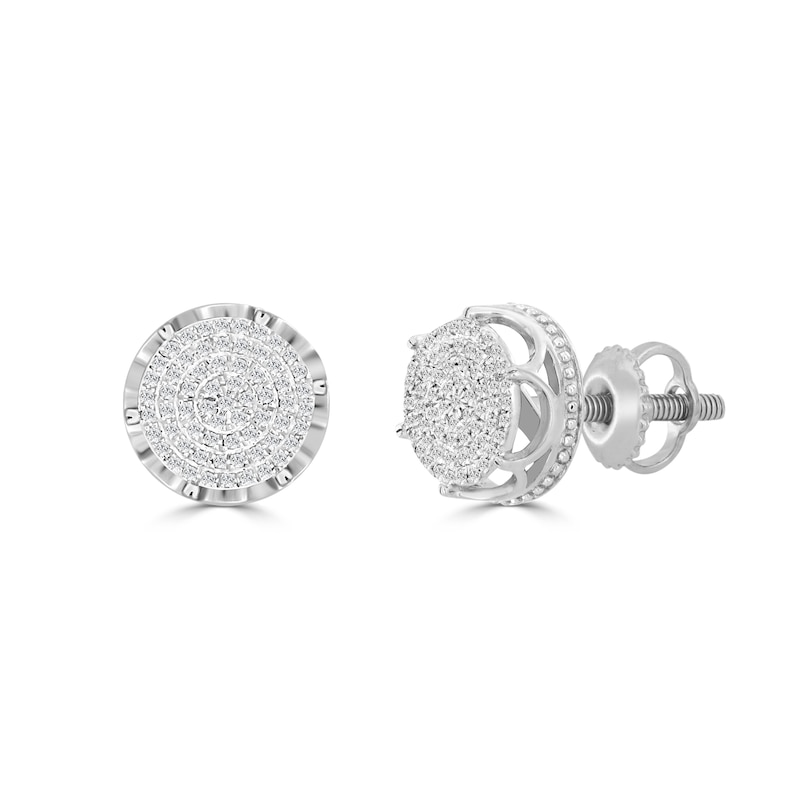 Main Image 1 of 1/3 CT. T.W. Diamond Crown Cluster Stud Earrings in Sterling Silver