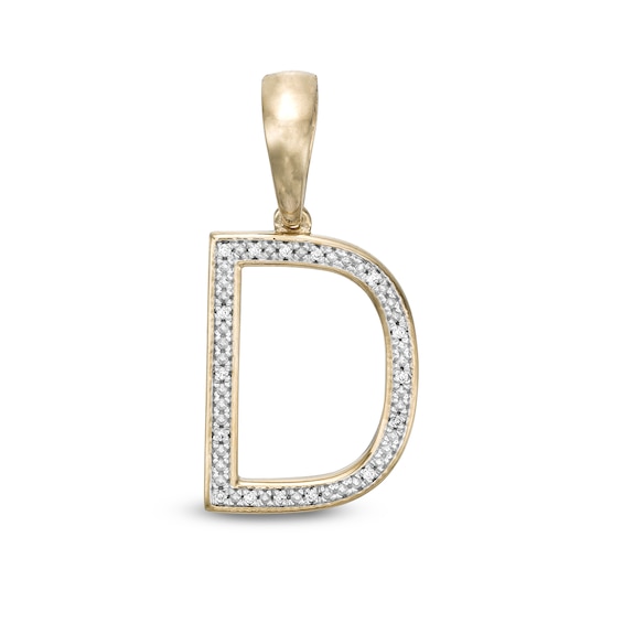 1/20 CT. T.W. Diamond D Initial Necklace Charm in Sterling Silver with 14K Gold Plate