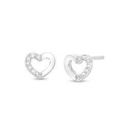 1/20 CT. T.W. Diamond Half Heart Earrings in Sterling Silver