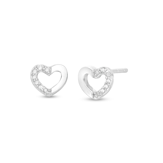 1/20 CT. T.W. Diamond Half Heart Earrings in Sterling Silver