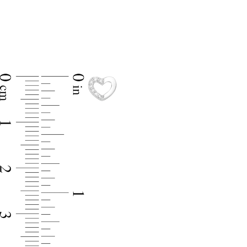 Main Image 2 of 1/20 CT. T.W. Diamond Half Heart Earrings in Sterling Silver