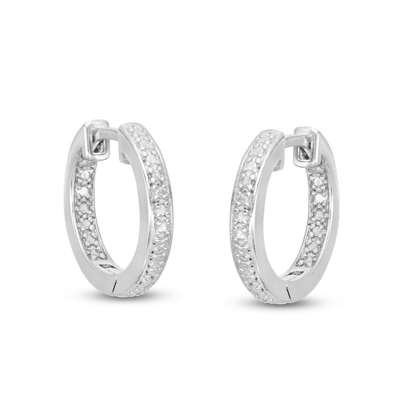 Main Image 1 of Diamond-Accent Inside Out Huggie Hoop Earrings in Sterling Silver