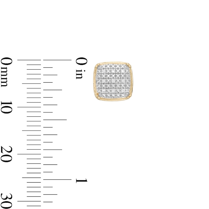 Main Image 2 of 1/20 CT. T.W. Diamond Round Edge Square Stud Earrings in Sterling Silver with 14K Gold