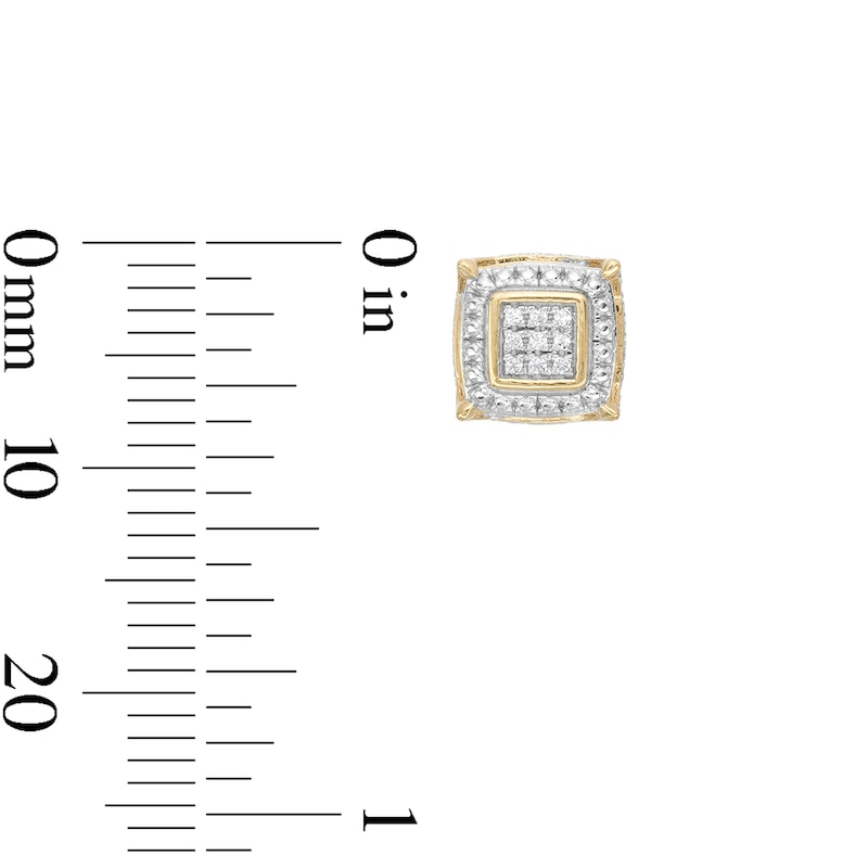 Main Image 3 of 1/20 CT. T.W. Diamond Pavé Square Stud Earrings in Sterling Silver with 14K Gold Plate