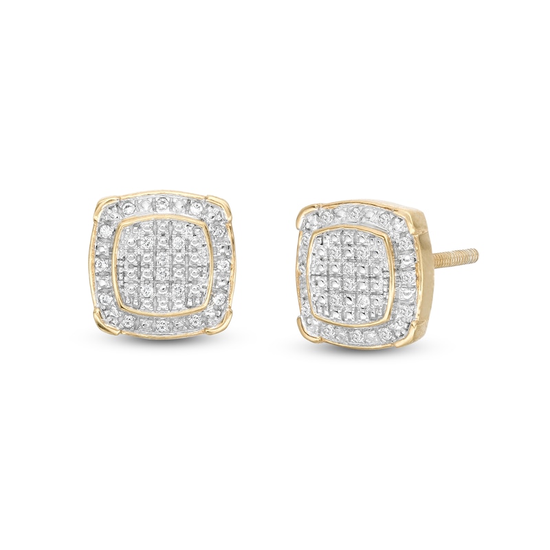 1/10 CT. T.W. Diamond Cornered Square Stud Earrings in 10K Gold | Banter