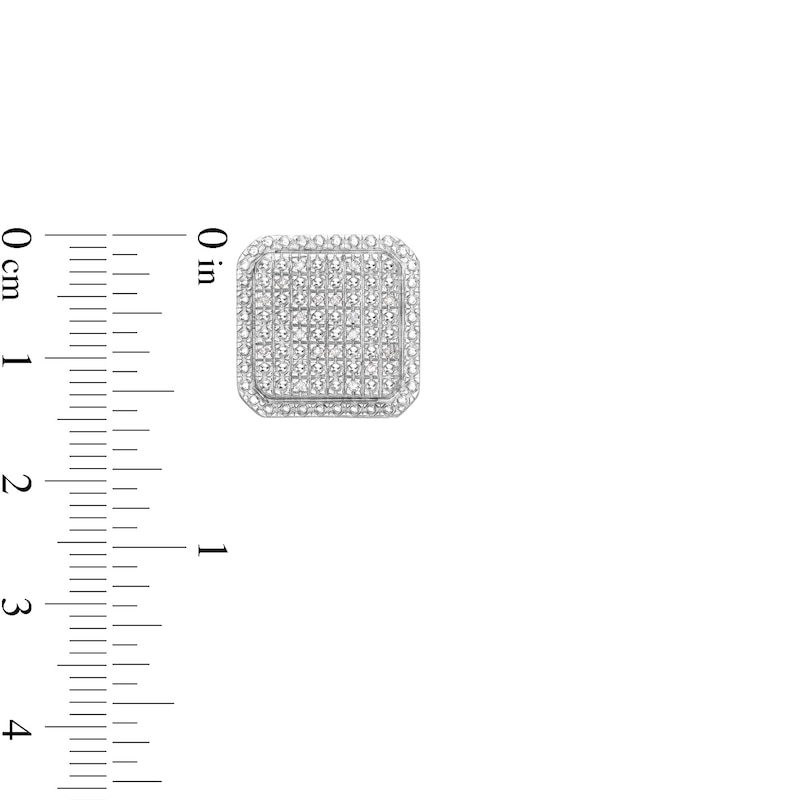 Main Image 3 of 1/20 CT. T.W. Diamond Raised Square Earrings in Sterling Silver with 14K Gold Plate