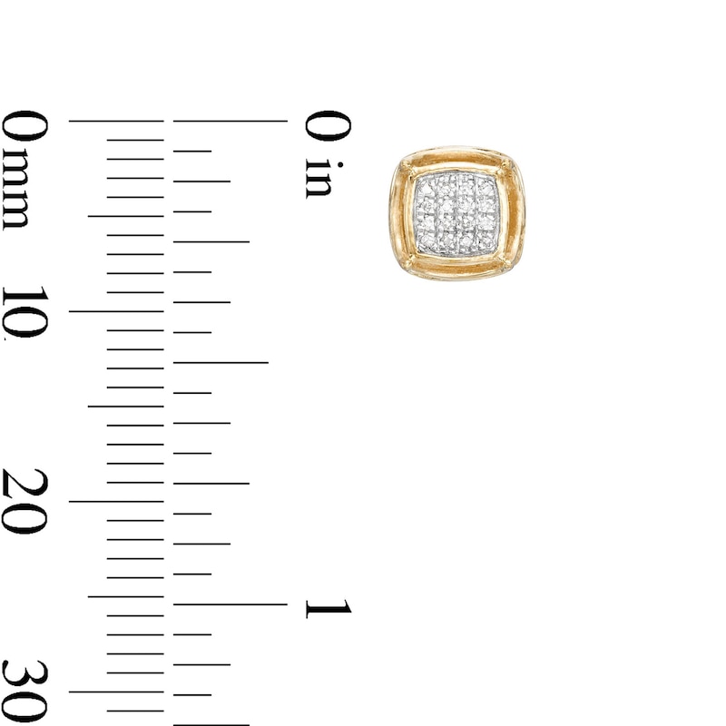 Main Image 4 of 1/20 CT. T.W. Diamond Pavé Cube Earrings in Sterling Silver with 14K Gold Plate