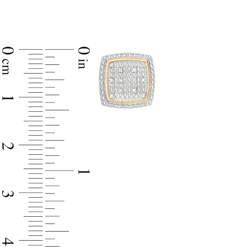 Main Image 2 of Diamond Accent Square Cuban Side Earrings in Sterling Silver with 14K Gold Plate