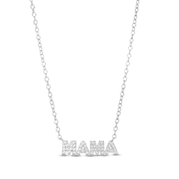 Sterling Silver 1/8 CT. T.W. Diamond Mama Pendant - 18&quot;