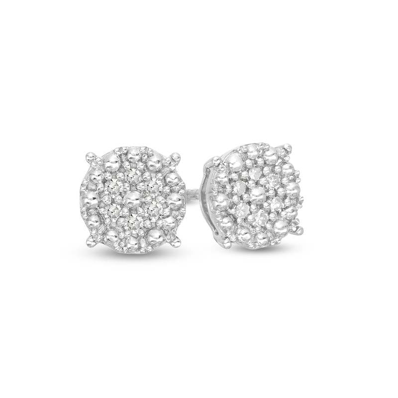 Main Image 1 of 1/10 CT. T.W. Diamond Round Cluster Stud Earrings in Sterling Silver