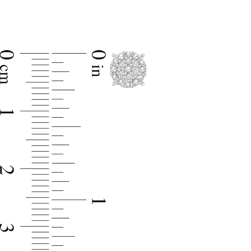 Main Image 2 of 1/10 CT. T.W. Diamond Round Cluster Stud Earrings in Sterling Silver