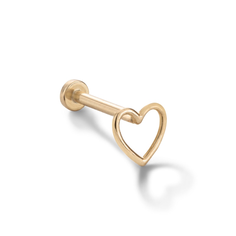 Main Image 1 of 14K Gold Open Heart Cartilage Barbell - 18G 5/16&quot;