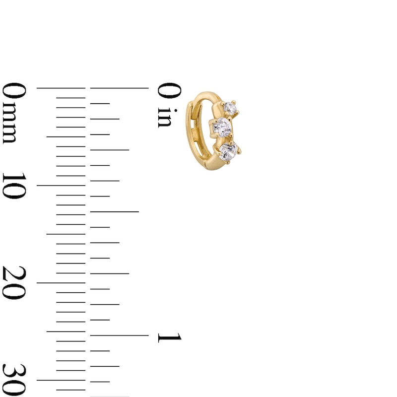 Main Image 2 of 14K Gold CZ Three Stone Hoop -18G 1/4&quot;