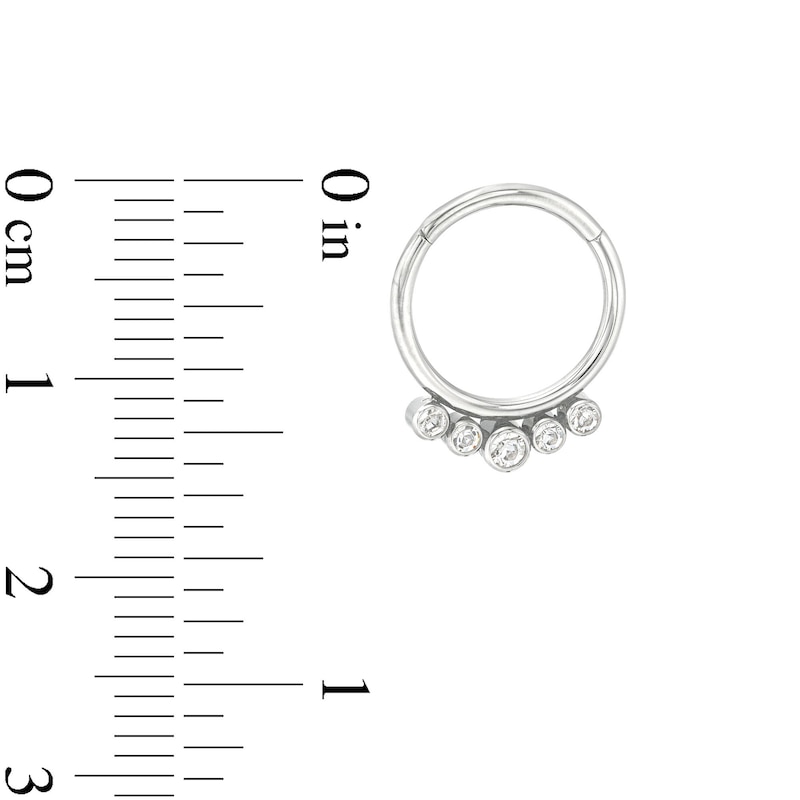 Titanium Crystal Five Stone Cartilage Hoop - 16G 3/8"