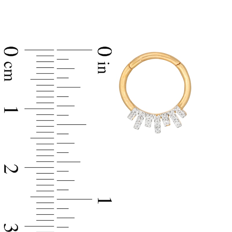 Main Image 2 of 14K Gold CZ Cartilage Hoop - 16G 3/8&quot;