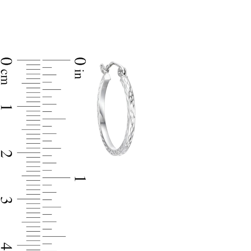 20mm Diamond-Cut Square Hoops in 10K Hollow White Gold | Banter