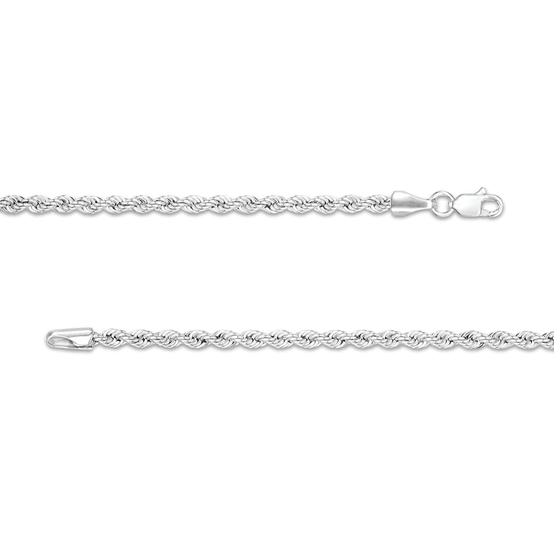 2.7mm Rope Chain Necklace in 10K Hollow White Gold - 22"