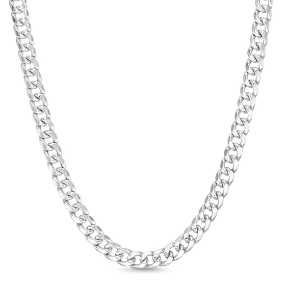 5.2mm Miami Curb Chain Necklace in 10K Semi-Solid White Gold - 24"