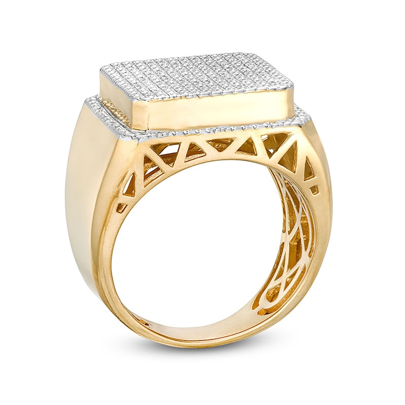 Main Image 3 of 14K Gold Plate 1/10 CT. T.W. Diamond Raised Square Ring